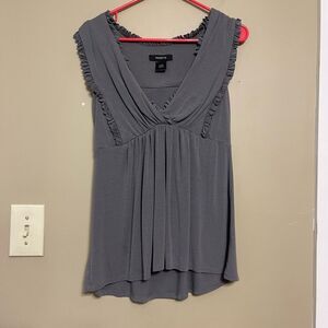 💕LAST CHANCE Arden B Women’s Grey Ruffle V-Neck Cinch Bust Tank Top Medium